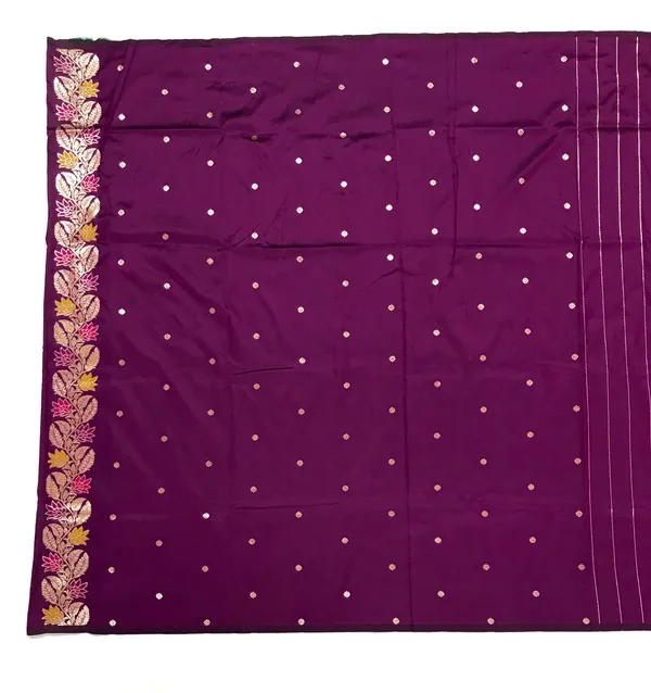 Purple_Falsa_Banarasi_Silk_Saree_With_Unstitched_Blouse_Piece_|_For_Women