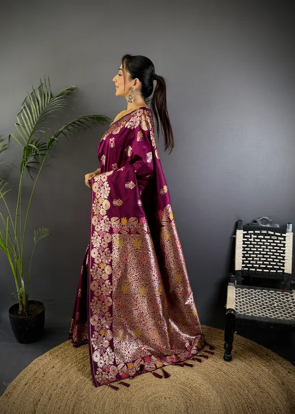 Purple_Falsa_Banarasi_Silk_Saree_With_Unstitched_Blouse_Piece_|_For_Women