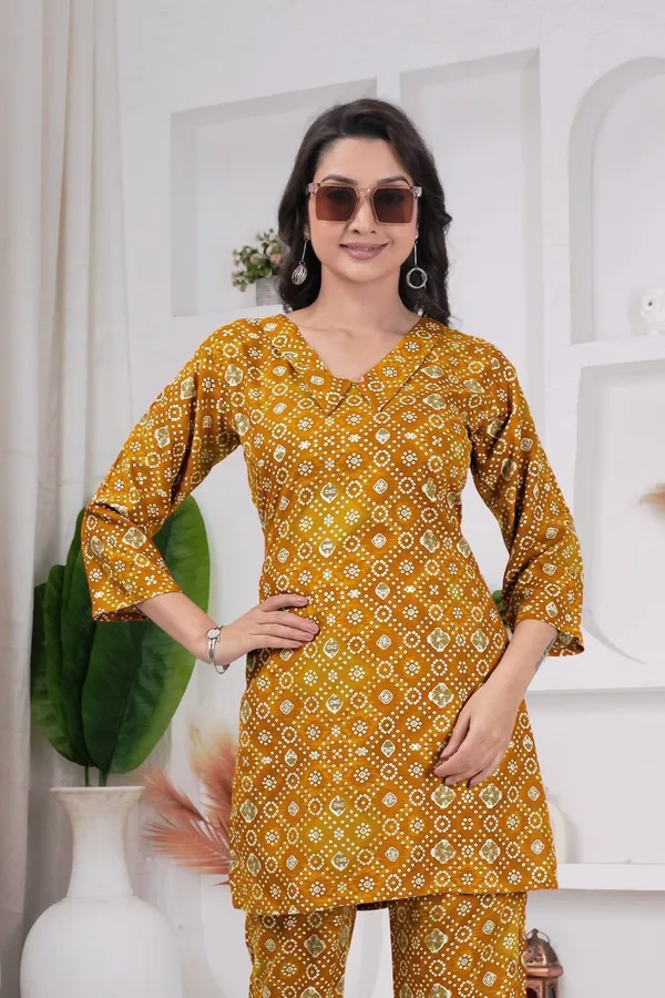 JAIPURI_BANDHNI_PATERN_PRINT_CORD_SET_KURTI_STYLE