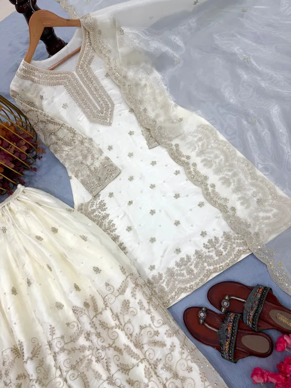 White_Heavy_Embroidered_Kurti_with_Palazzo_&_Dupatta_Suit_Set_|_For_Women