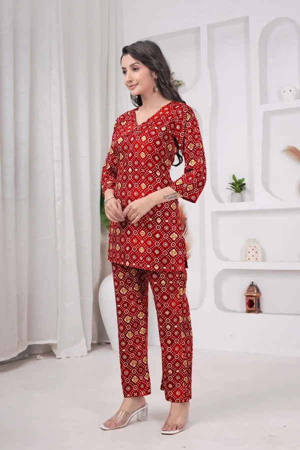 JAIPURI_BANDHNI_PATERN_PRINT_CORD_SET_KURTI_STYLE