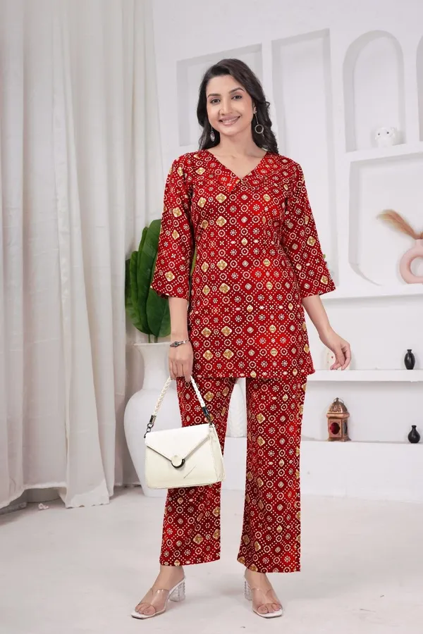 JAIPURI_BANDHNI_PATERN_PRINT_CORD_SET_KURTI_STYLE