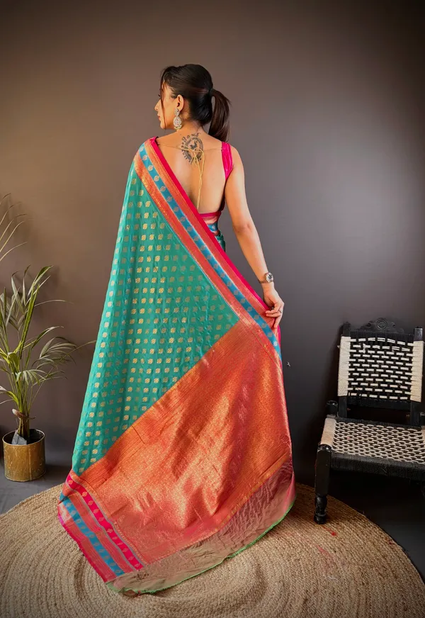 Rama_Green_Banarasi_Satin_Silk_Saree_With_Unstitched_Blouse_Piece_|_For_Women
