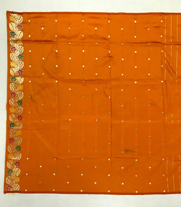 Orange_Banarasi_Silk_Saree_With_Unstitched_Blouse_Piece_|_For_Women