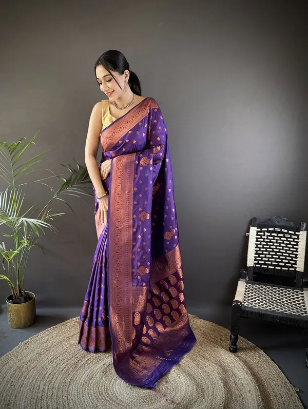 Purple_Banarasi_Silk_Saree_With_Unstitched_Blouse_Piece_|_For_Women
