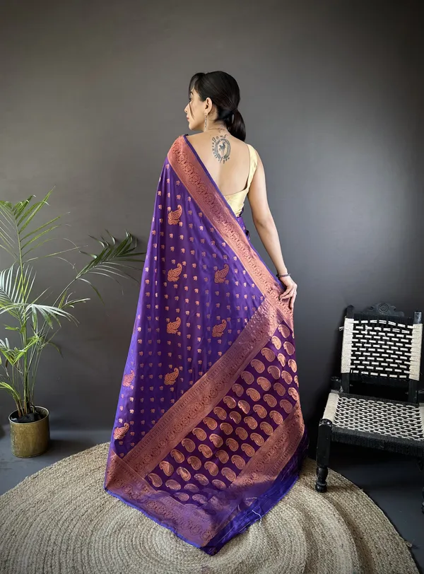 Purple_Banarasi_Silk_Saree_With_Unstitched_Blouse_Piece_|_For_Women