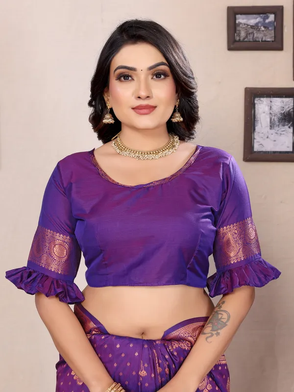 Purple_Banarasi_Silk_Saree_With_Unstitched_Blouse_Piece_|_For_Women