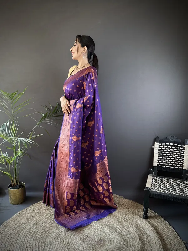 Purple_Banarasi_Silk_Saree_With_Unstitched_Blouse_Piece_|_For_Women
