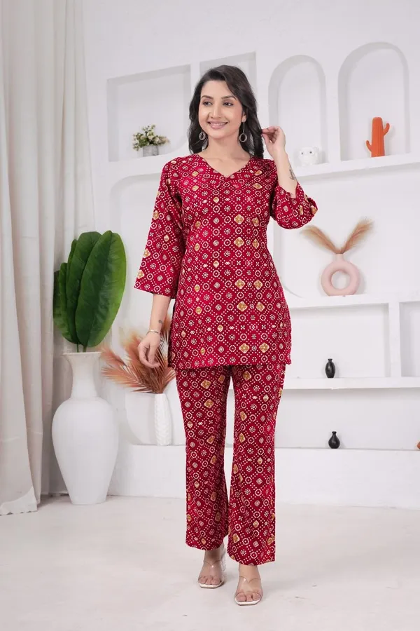 JAIPURI_BANDHNI_PATERN_PRINT_CORD_SET_KURTI_STYLE