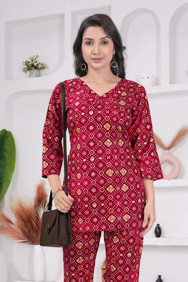 JAIPURI_BANDHNI_PATERN_PRINT_CORD_SET_KURTI_STYLE