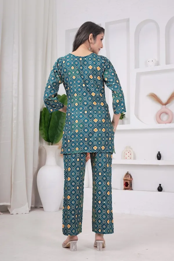 JAIPURI_BANDHNI_PATERN_PRINT_CORD_SET_KURTI_STYLE