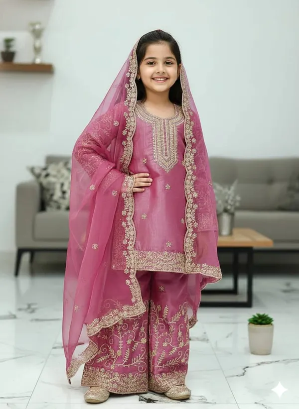 PINK_COLOUR_KIDS_WEAR_TOP_PALAZZO_AND_DUPATTA