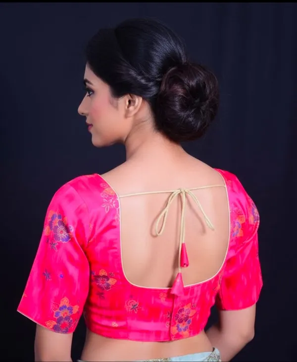 100%_silk_pink_colour_without_lining_blouse