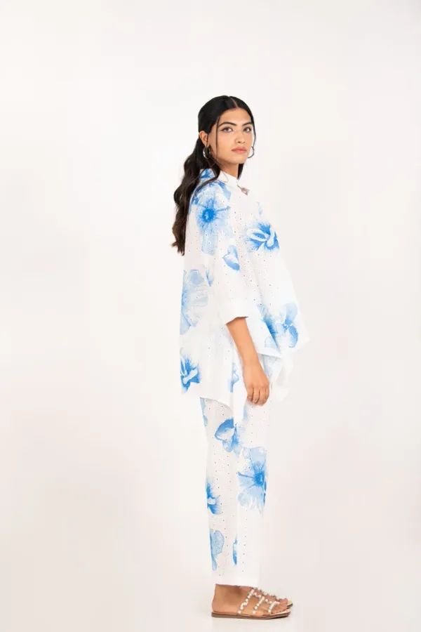 White_And_Blue_Pure_Cotton_Schiffli_Co-Ord_Set