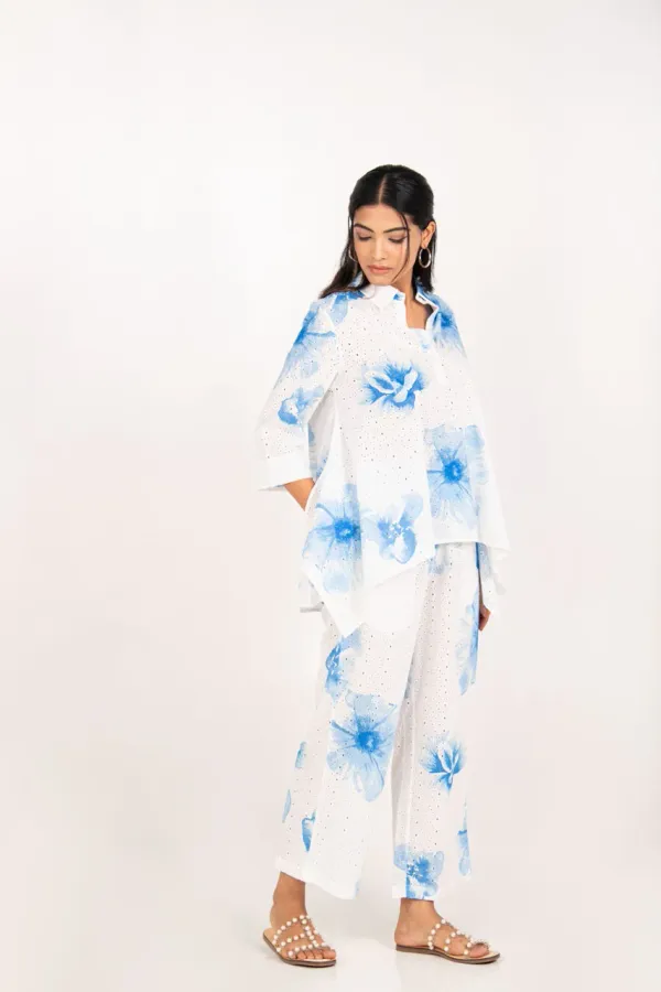 White_And_Blue_Pure_Cotton_Schiffli_Co-Ord_Set