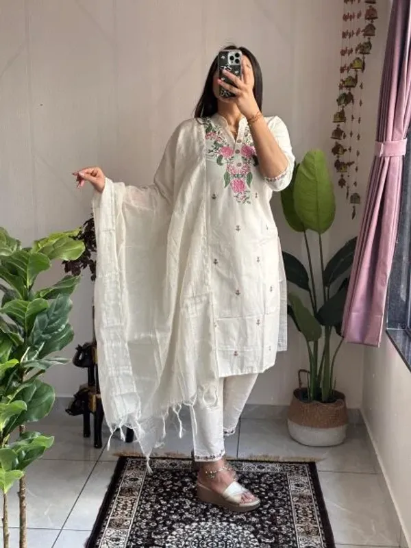 Premium_Khadi_Cotton_Embroidered_Kurti_Pant_Set_with_Zig_Zag_Border_Dupatta_for_Resellers_and_Retailers