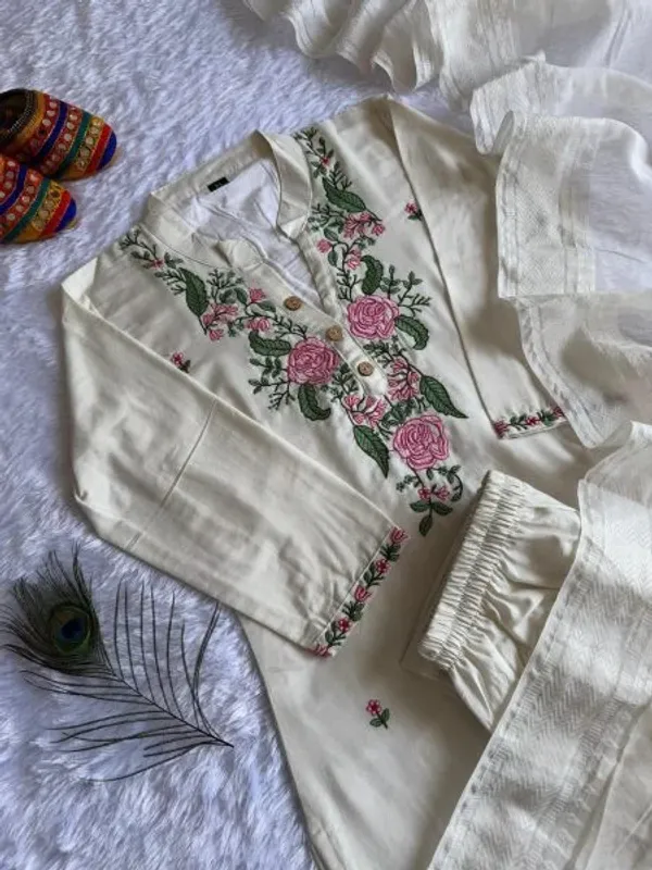 Premium_Khadi_Cotton_Embroidered_Kurti_Pant_Set_with_Zig_Zag_Border_Dupatta_for_Resellers_and_Retailers