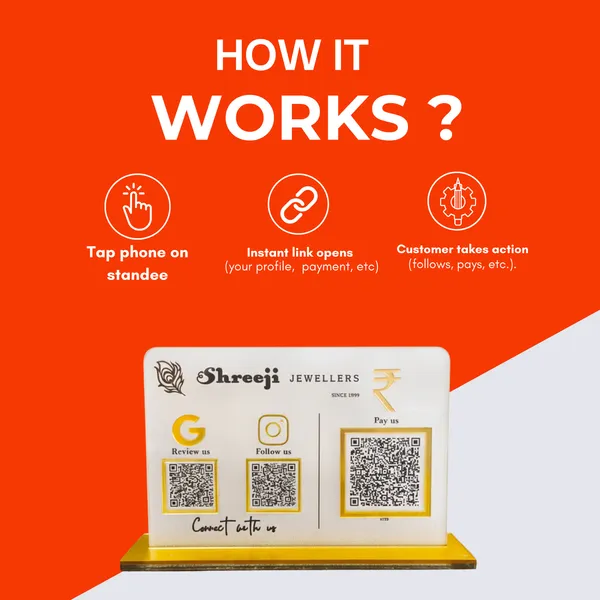 3_QR_NFC_Enabled_Frosted_Standee_for_Shops_Cafes_Clinics_&_Offices_For_Jewellers