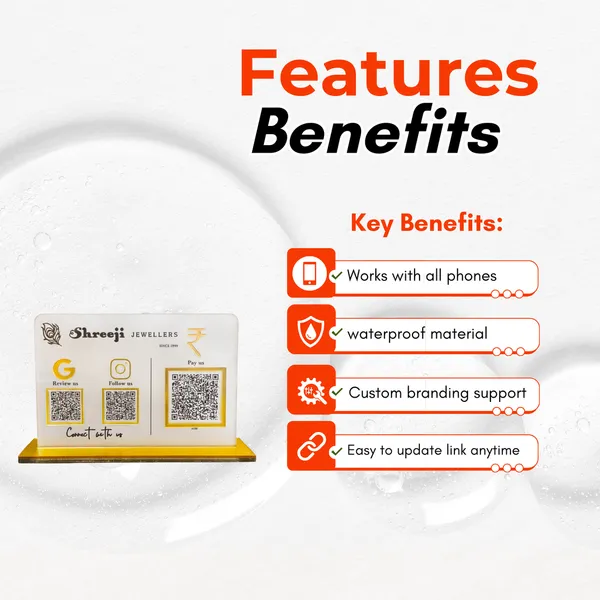 3_QR_NFC_Enabled_Frosted_Standee_for_Shops_Cafes_Clinics_&_Offices_For_Jewellers