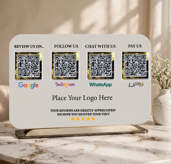 4_QR_premium_standy_for_hotel,_restorent,_jwellery_shop,_clothing_shop_etc