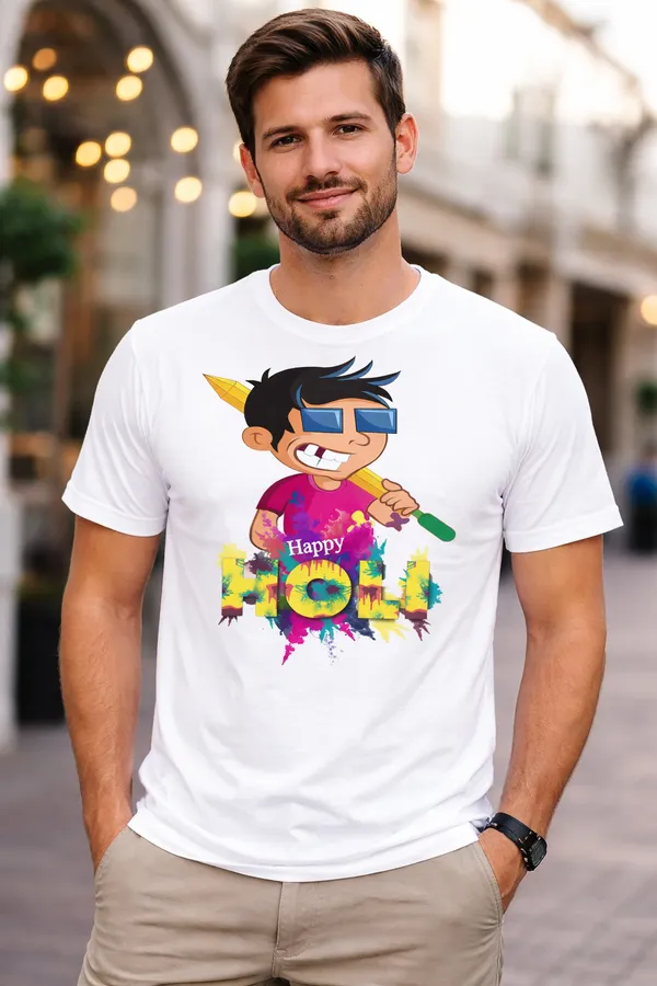Babawill_Happy_Holi_Cool_Cartoon_Splash_Unisex_T-Shirt