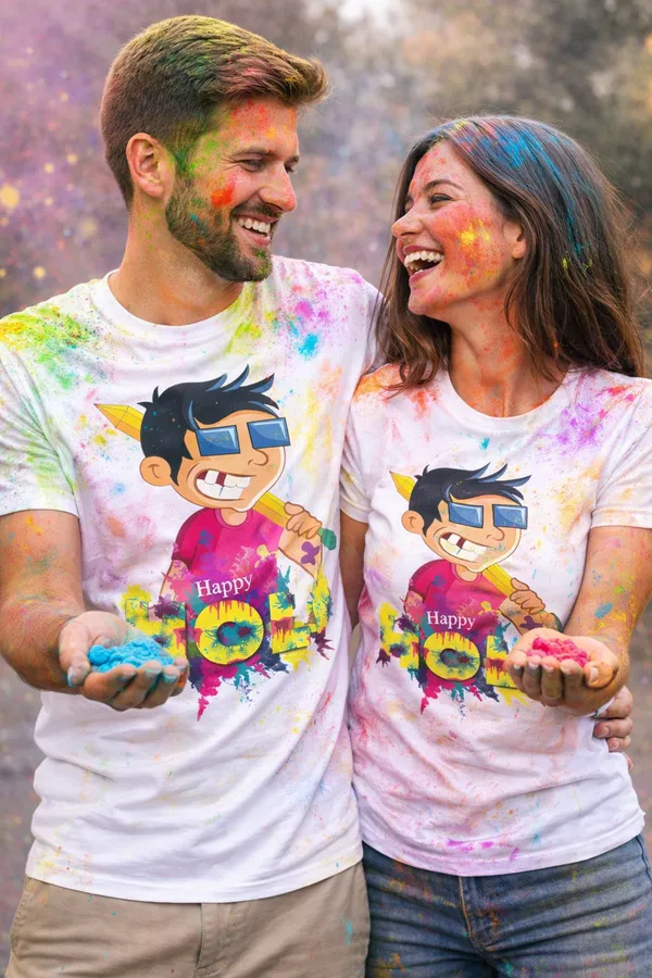 Babawill_Happy_Holi_Cool_Cartoon_Splash_Unisex_T-Shirt
