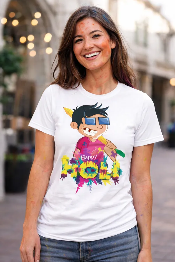 Babawill_Happy_Holi_Cool_Cartoon_Splash_Unisex_T-Shirt