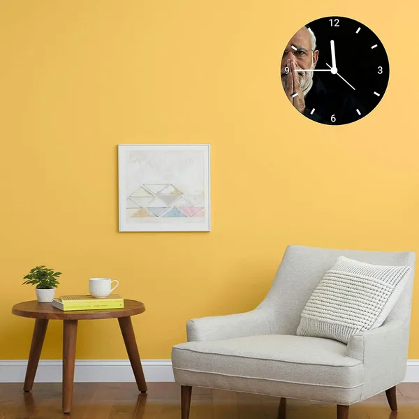 Multicolour_Modi_Ji_Round_Mdf_Wooden_Wall_Clock_Without_Glass_(28_Cm_X_28_Cm_X_1.5_Cm)