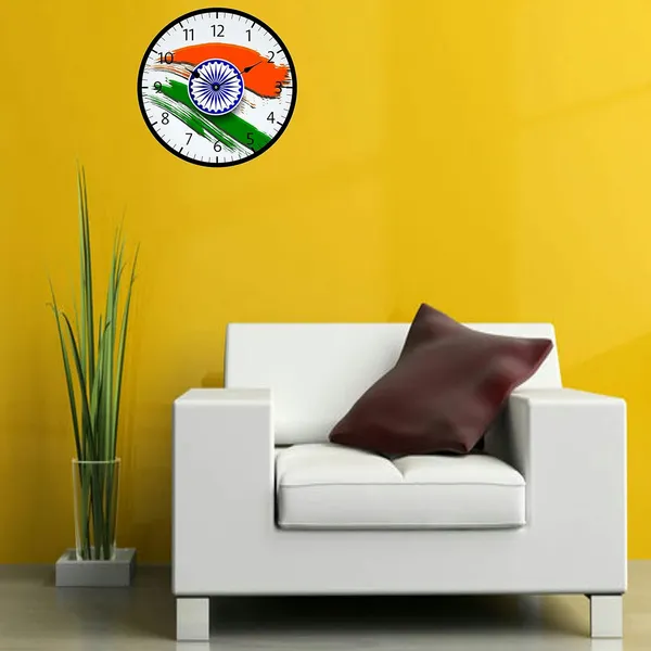 Multicolour_Indian_Flag_New_Round_Mdf_Wooden_Wall_Clock_Without_Glass_(28_Cm_X_28_Cm_X_1.5_Cm)