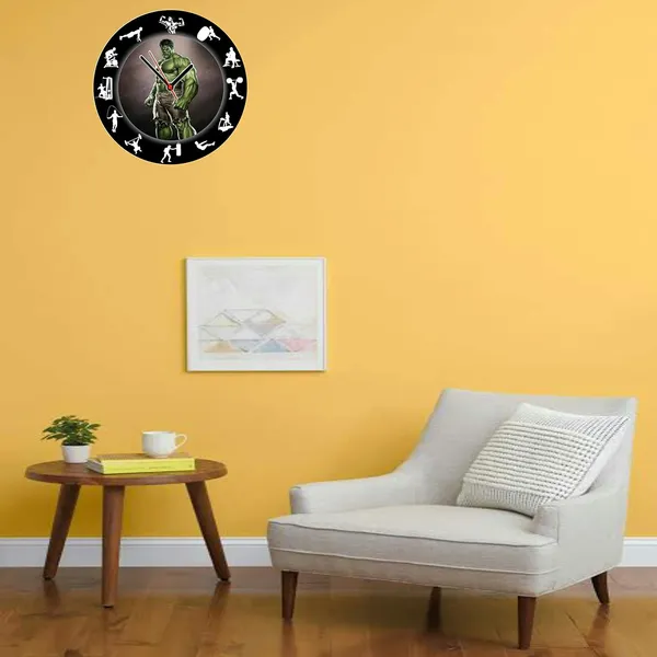 Multicolour_Hulk_Gym_Round_Mdf_Wooden_Wall_Clock_Without_Glass_(28_Cm_X_28_Cm_X_1.5_Cm)_11_Inch