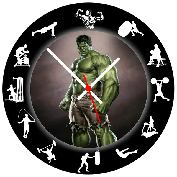 Multicolour_Hulk_Gym_Round_Mdf_Wooden_Wall_Clock_Without_Glass_(28_Cm_X_28_Cm_X_1.5_Cm)_11_Inch