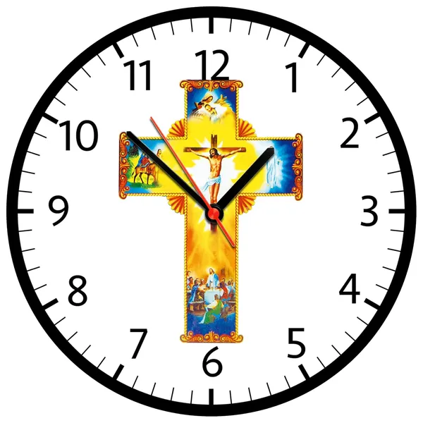 Multicolour_Church_Cross_Round_Mdf_Wooden_Wall_Clock_Without_Glass_(28_Cm_X_28_Cm_X_1.5_Cm)