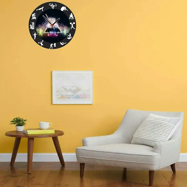 Multicolour_Women'S_Gym_Round_Mdf_Wooden_Wall_Clock_Without_Glass_(28_Cm_X_28_Cm_X_1.5_Cm)