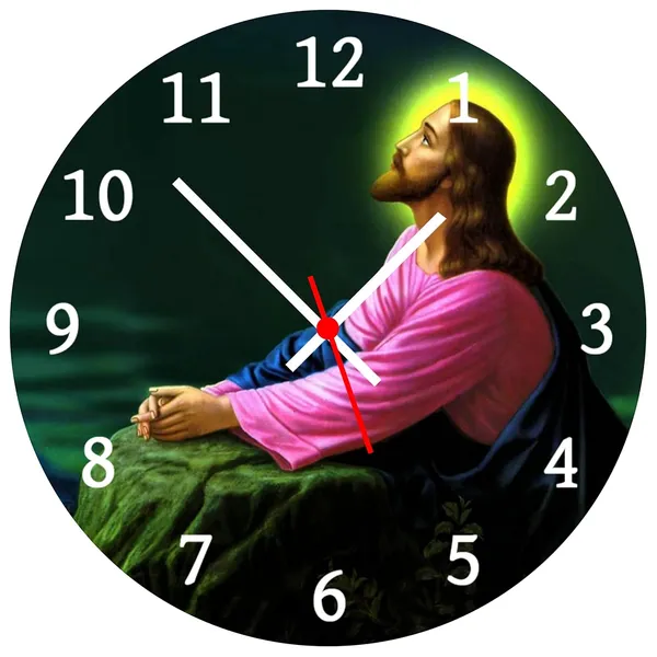 Multicolour_Jesus_Round_Mdf_Wooden_Wall_Clock_Without_Glass_(28_Cm_X_28_Cm_X_1.5_Cm)....