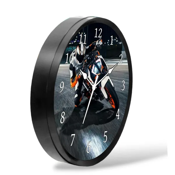 Multicolour_Bike_Lover_Abs_Plastic_Wall_Clock_With_Glass(Mirror)_In_Front_28_X_28_X_6_Cm