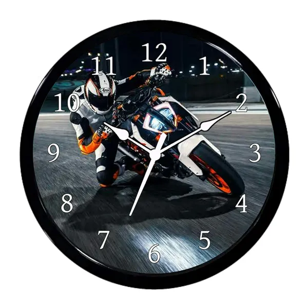 Multicolour_Bike_Lover_Abs_Plastic_Wall_Clock_With_Glass(Mirror)_In_Front_28_X_28_X_6_Cm
