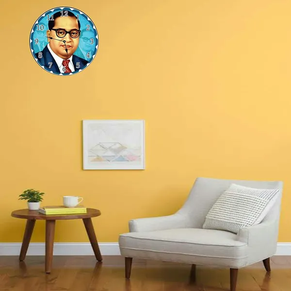 Multicolour_Bhim_Rao_Ambedkar_Round_Mdf_Wooden_Wall_Clock_Without_Glass_(28_Cm_X_28_Cm_X_1.5_Cm)_11_Inch