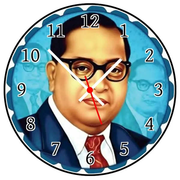 Multicolour_Bhim_Rao_Ambedkar_Round_Mdf_Wooden_Wall_Clock_Without_Glass_(28_Cm_X_28_Cm_X_1.5_Cm)_11_Inch