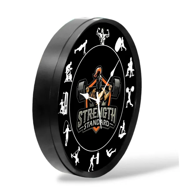 Multicolour_Plastic_Gym_Looking_Abs_Plastic_Wall_Clock_With_Glass_In_Front,_28_X_6_X_28_Cm,_Multicolour