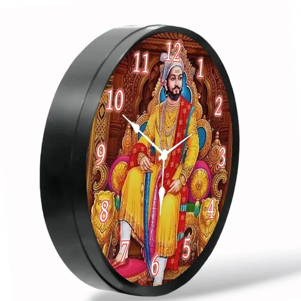 Multicolour_Chhatrapati_Shivaji_Maharaj_Abs_Plastic_Wall_Clock_With_Glass_In_Front_28_X_28_X_6_Cm