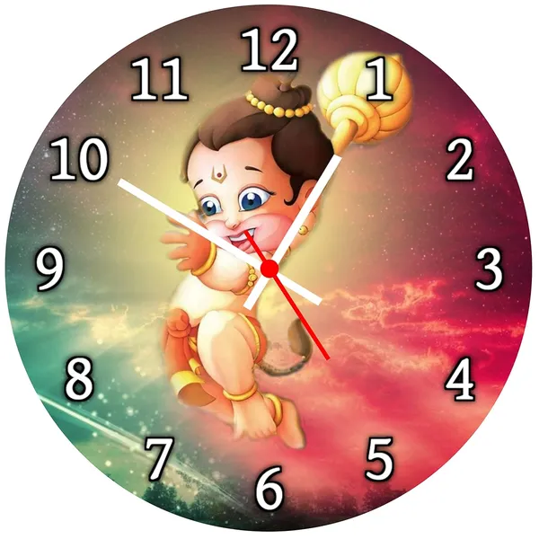 Multicolour_Bal_Hanuman_Round_Mdf_Wooden_Wall_Clock_Without_Glass_(28_Cm_X_28_Cm_X_1.5_Cm)