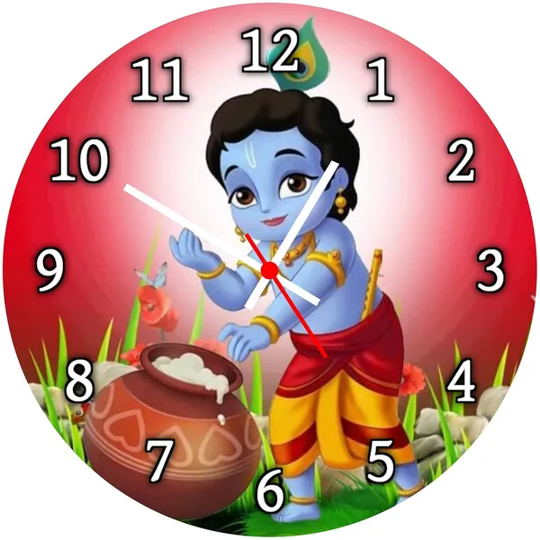 Multicolour_Bal_Krishna_Round_Mdf_Wooden_Wall_Clock_Without_Glass_(28_Cm_X_28_Cm_X_1.5_Cm)