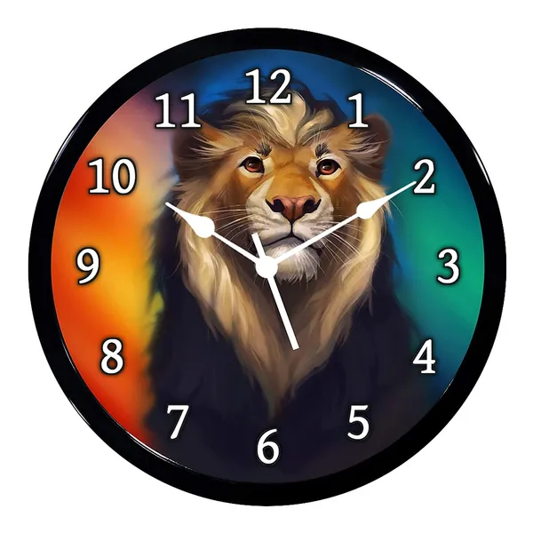Multicolour_Lion_2_New_Abs_Plastic_Wall_Clock_With_Glass_In_Front