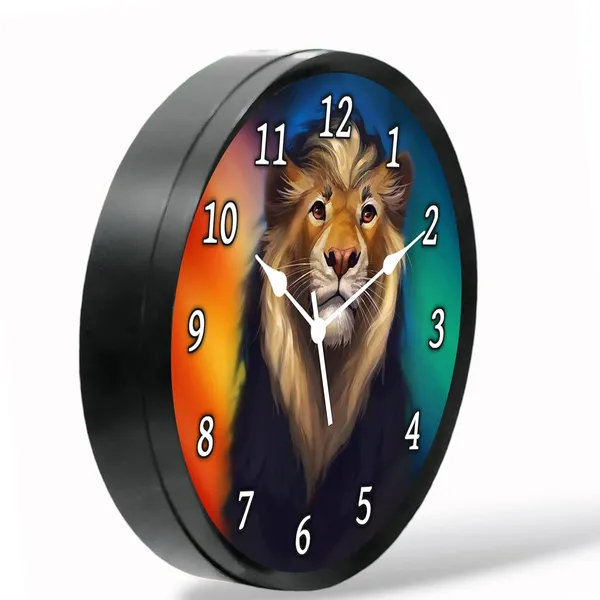 Multicolour_Lion_2_New_Abs_Plastic_Wall_Clock_With_Glass_In_Front