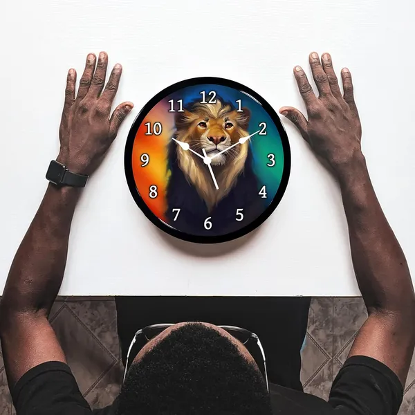 Multicolour_Lion_2_New_Abs_Plastic_Wall_Clock_With_Glass_In_Front