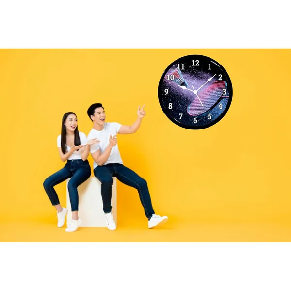 Multicolour_Badminton_Abs_Plastic_Wall_Clock_With_Glass_In_Front_28_X_28_X_6_Cm
