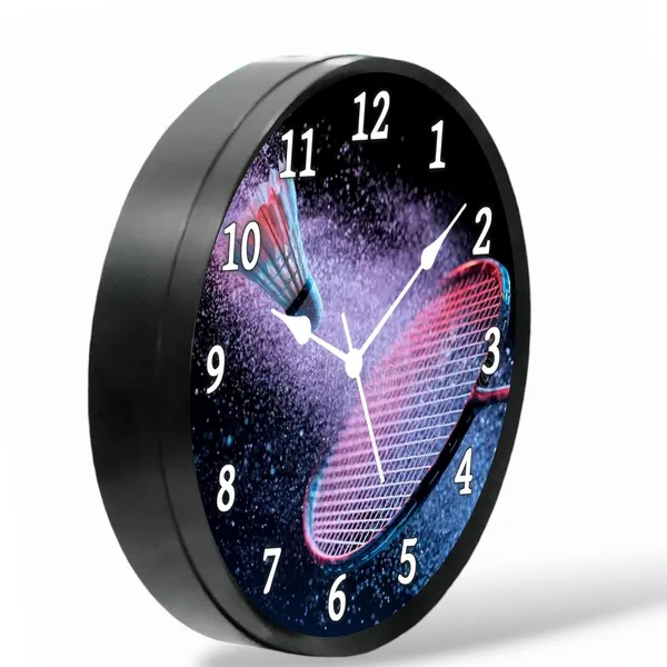 Multicolour_Badminton_Abs_Plastic_Wall_Clock_With_Glass_In_Front_28_X_28_X_6_Cm