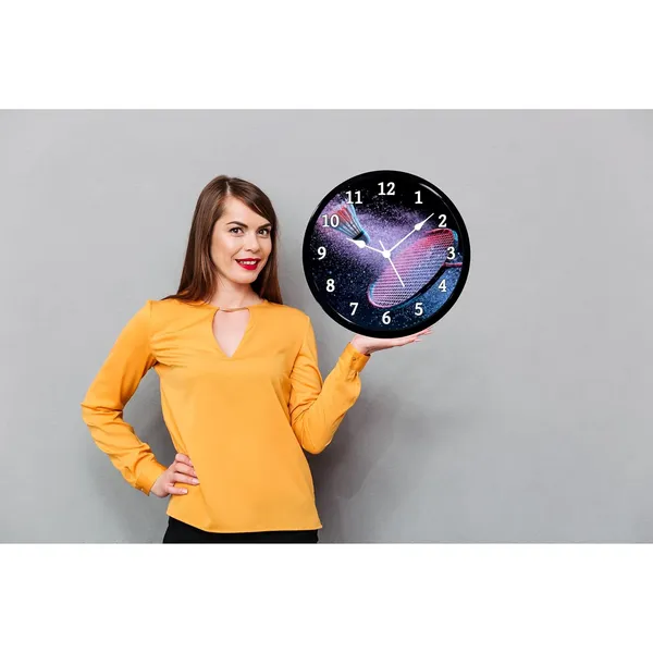 Multicolour_Badminton_Abs_Plastic_Wall_Clock_With_Glass_In_Front_28_X_28_X_6_Cm