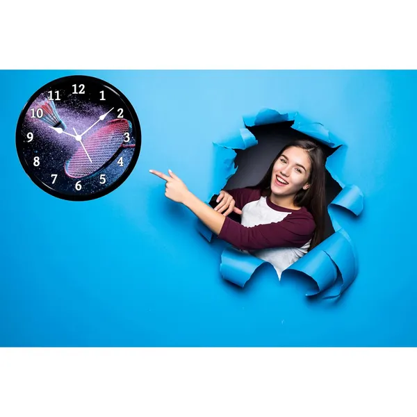 Multicolour_Badminton_Abs_Plastic_Wall_Clock_With_Glass_In_Front_28_X_28_X_6_Cm