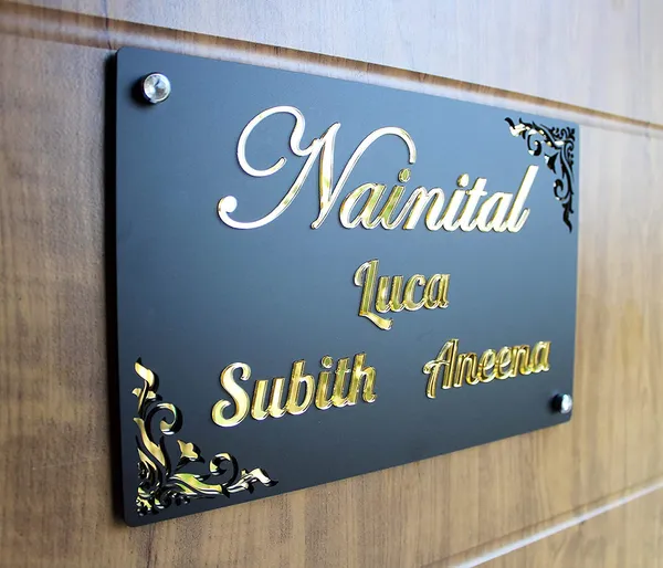 Multicolour_Acrylic_Personalized_Home_Door/Office_Name_Plate_Acrylic_With_Acrylic_Embossed_Letters_With_Mirror_Shine_(Size_12_X_8_Inch,Black,_Golden)_New